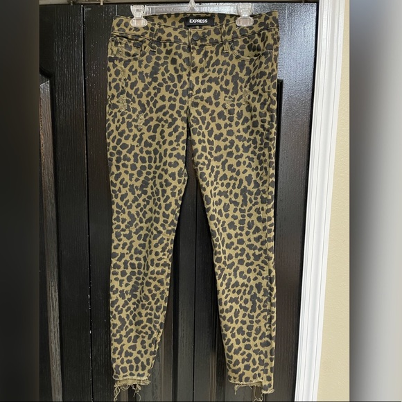 Express Leopard Animal Print Jeans - Picture 1 of 4